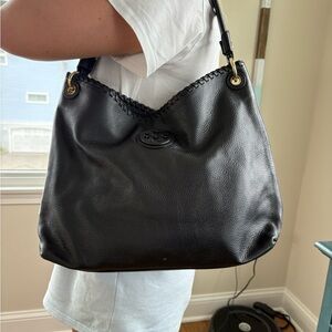 Tory Burch Black Pebbled Leather Shoulder Bag